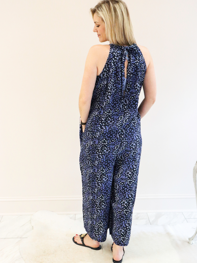 Mud Pie Constance Blue Jumpsuit back view.