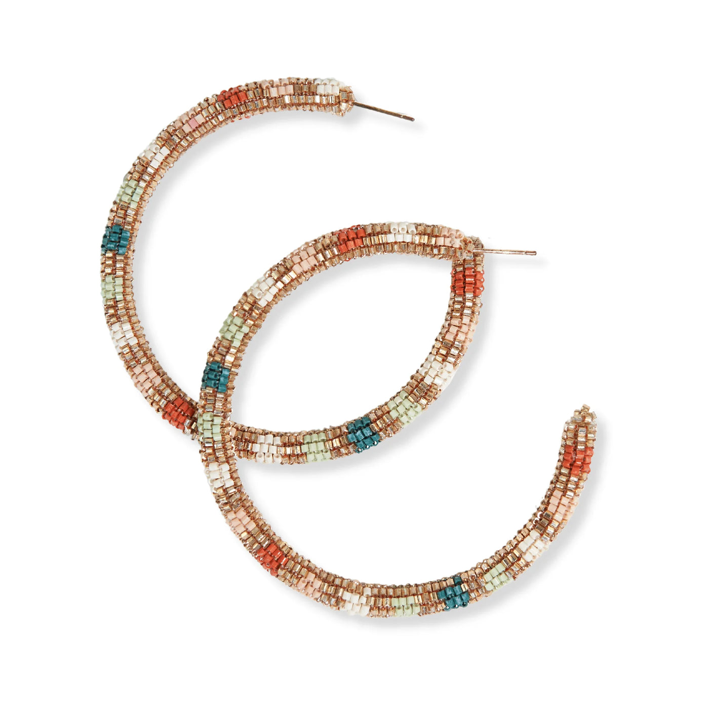 Raquel Striped Beaded Hoops Desert