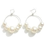 Chunky Pearl Beaded Hoop Drop Earrings