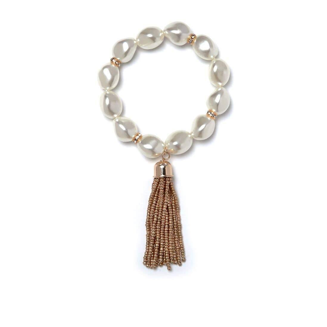 Gold Victoria Pearl and Tassel Bracelet | Fruit of the Vine Boutique 