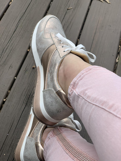 Holly Sneakers in Rose Gold | CoFi Leathers | Fruit of the Vine Boutique 