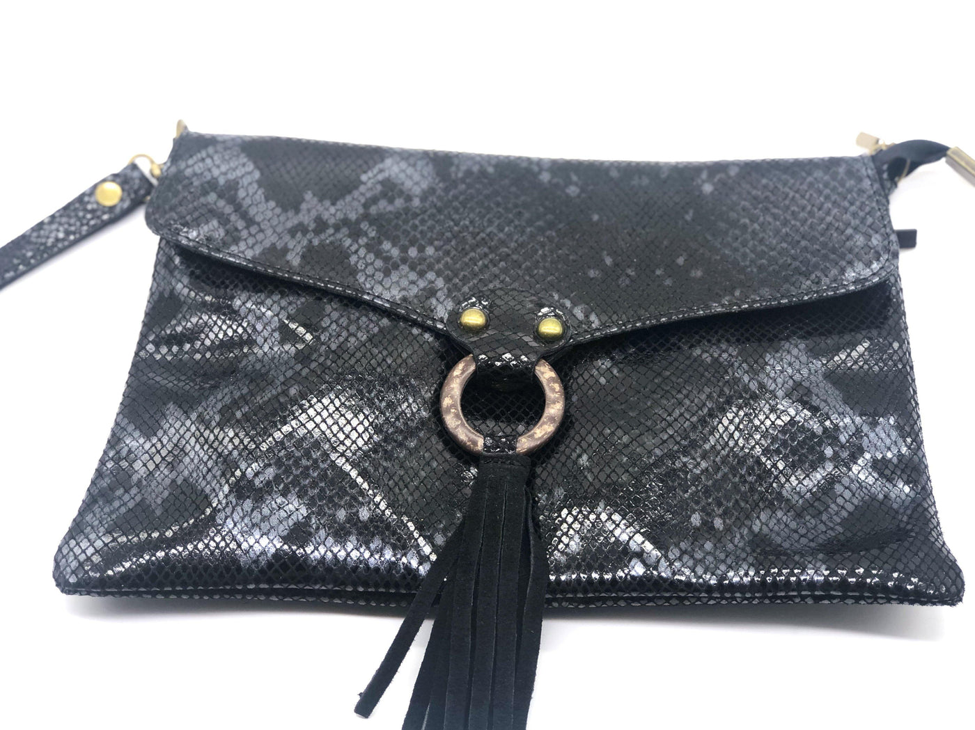 German Fuentes Snakeskin Envelope Tassel Handbags | Fruit of the Vine Boutique 