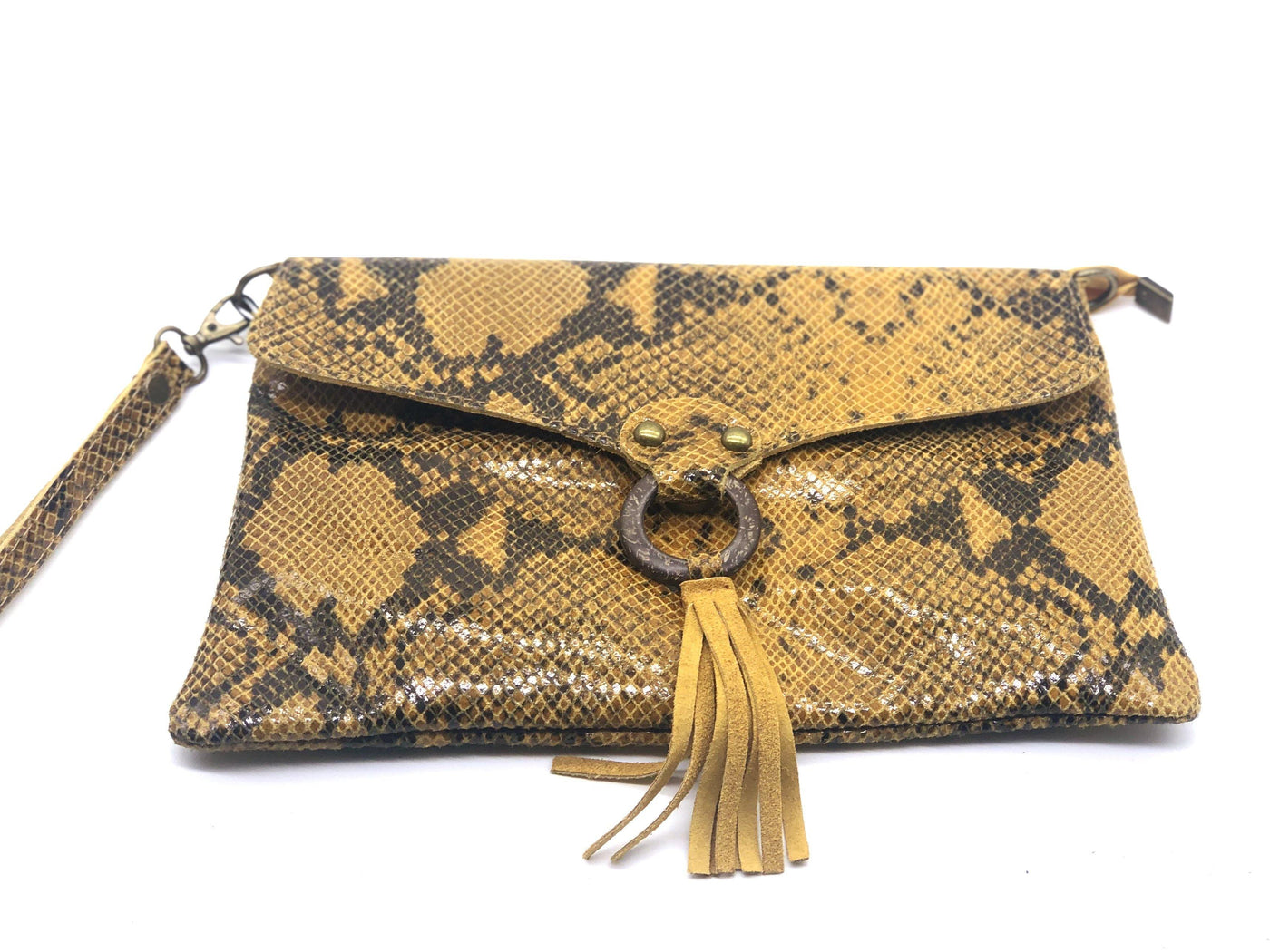 German Fuentes Snakeskin Envelope Tassel Handbags | Fruit of the Vine Boutique 