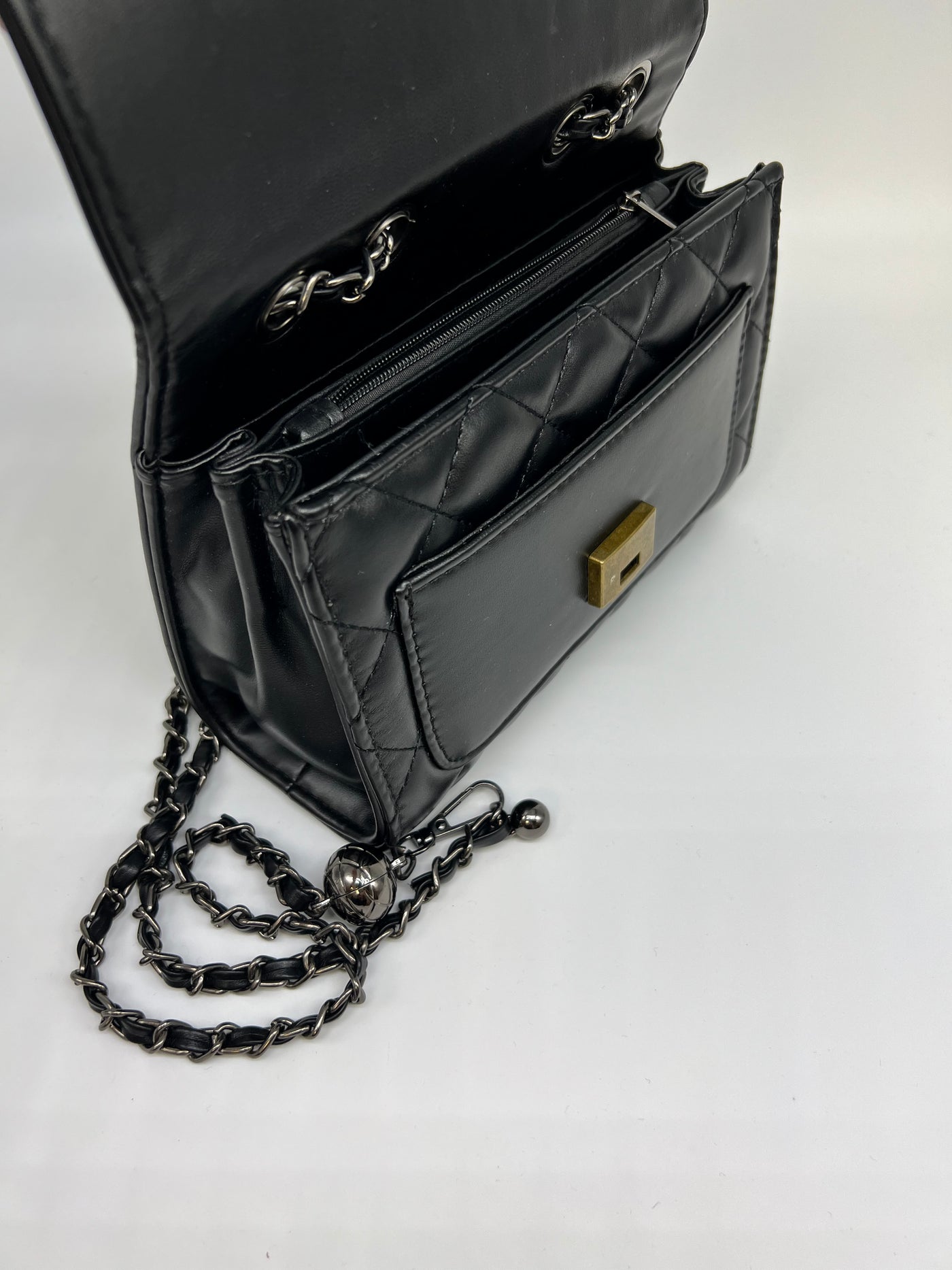 Black Crossbody Clutch interior view.