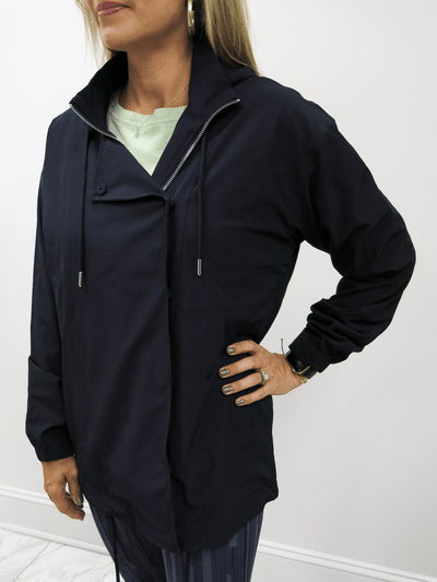 Mono B anorak jacket front view zipped.