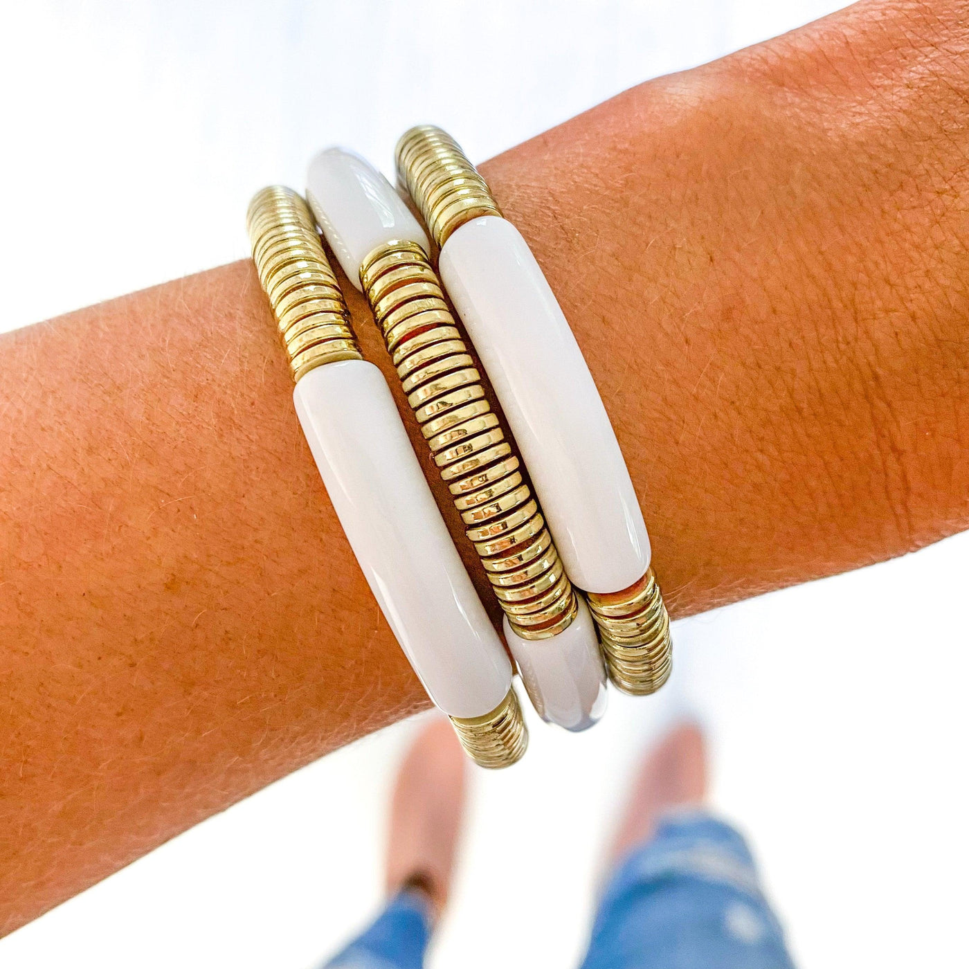 Acrylic Tube Bamboo & Heishi Shell Bracelets | Fruit of the Vine Boutique 