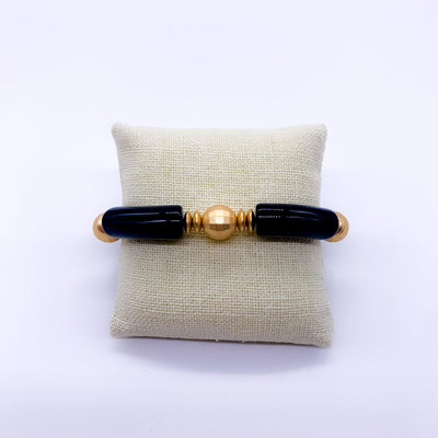 Acrylic Bamboo and Gold Bead Stretch Bracelets | Fruit of the Vine Boutique 