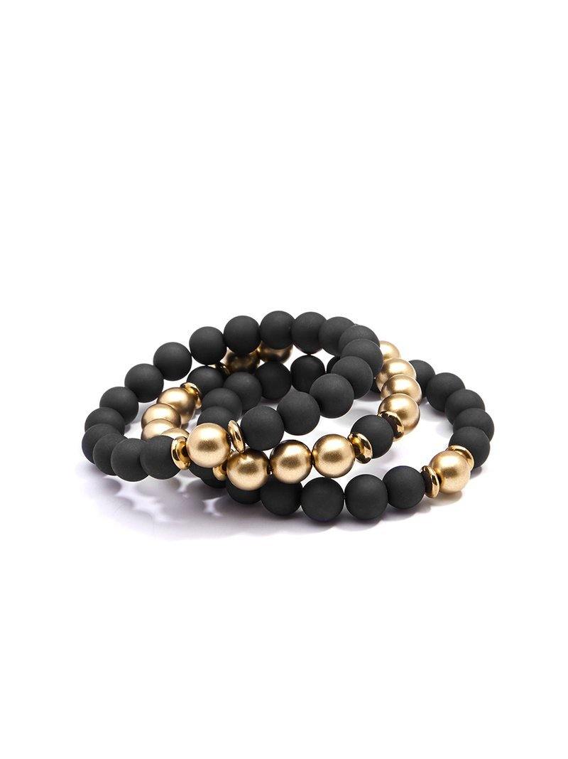 Matte and Metallic Bead Stretch Bracelet Sets | Fruit of the Vine Boutique 