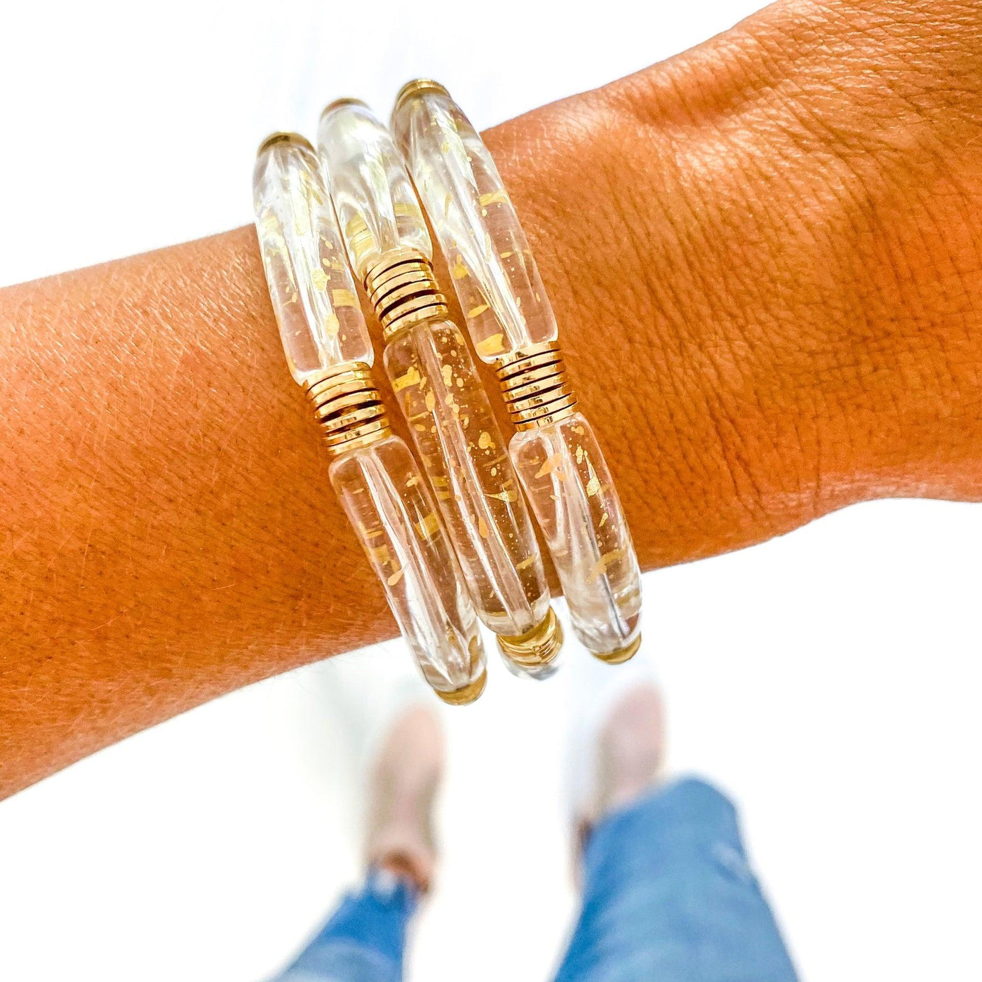 Acrylic Tube Bamboo & Heishi Shell Bracelets | Fruit of the Vine Boutique 