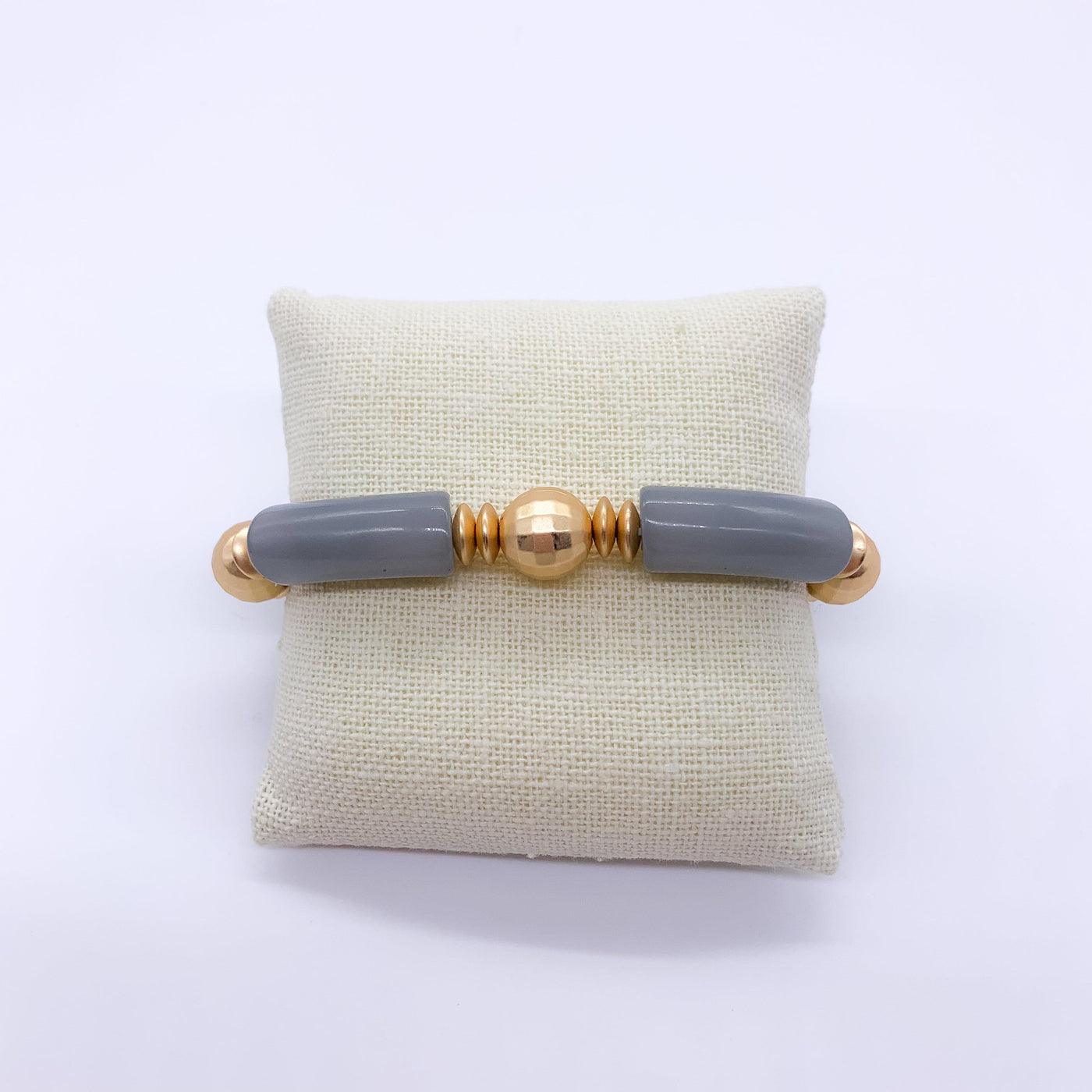 Acrylic Bamboo and Gold Bead Stretch Bracelets | Fruit of the Vine Boutique 