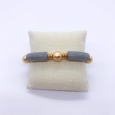 Acrylic Bamboo and Gold Bead Stretch Bracelets | Fruit of the Vine Boutique 