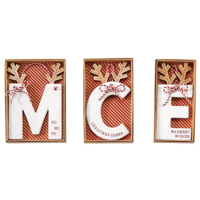 Initial Ceramic Ornament | Mud Pie | Fruit of the Vine Boutique 