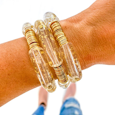 Acrylic Tube Bamboo & Heishi Shell Bracelets | Fruit of the Vine Boutique 