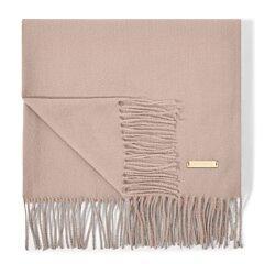 Taupe fringe end blanket scarf