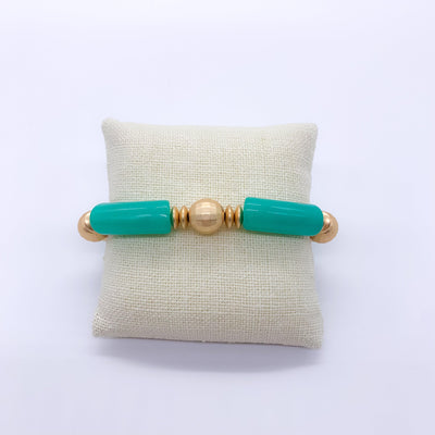 Acrylic Bamboo and Gold Bead Stretch Bracelets | Fruit of the Vine Boutique 